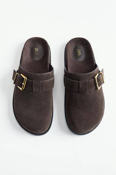 Zara METALLIC BUCKLE CLOGS - Brown
