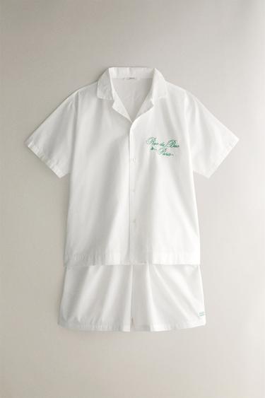 ENSEMBLE PYJAMA COURT ADULTE RUE DU BAC - Blanc de Zara - Image 0