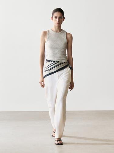 Zara Linen suit trousers - Oyster-white