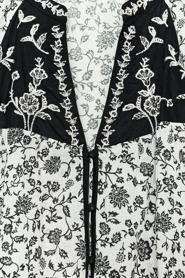 FLORAL PRINT BEADED EMBROIDERED BLOUSE - Multicoloured by Zara - Image 6
