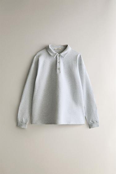 Zara COTTON POLO SHIRT - Gray - Image 0