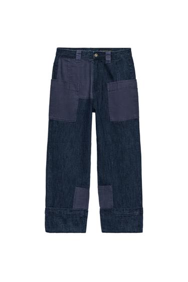 Zara ZW COLLECTION COMBINATION POCKET PANTS - Blue