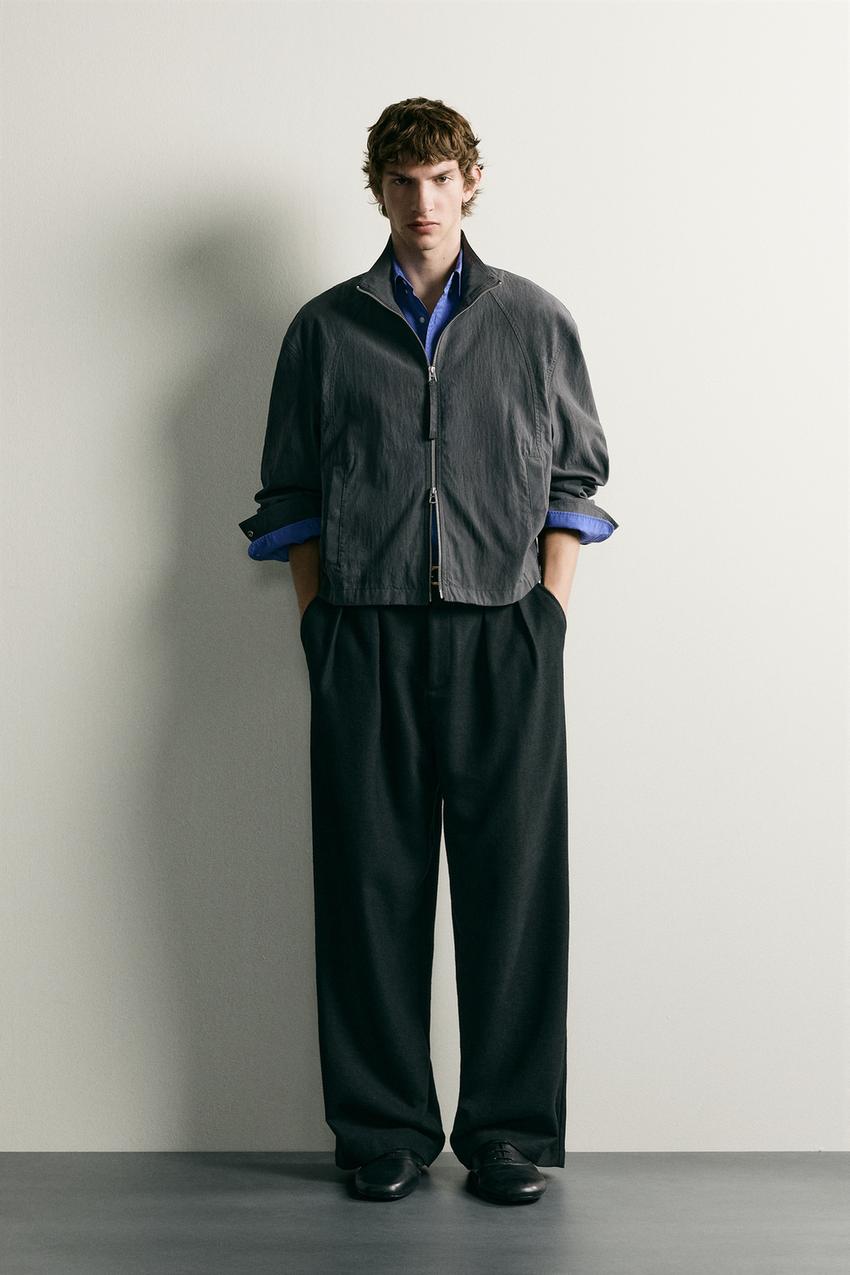 クロップド丈フルイドジャケット - カーボングレー | ZARA Japan / 日本