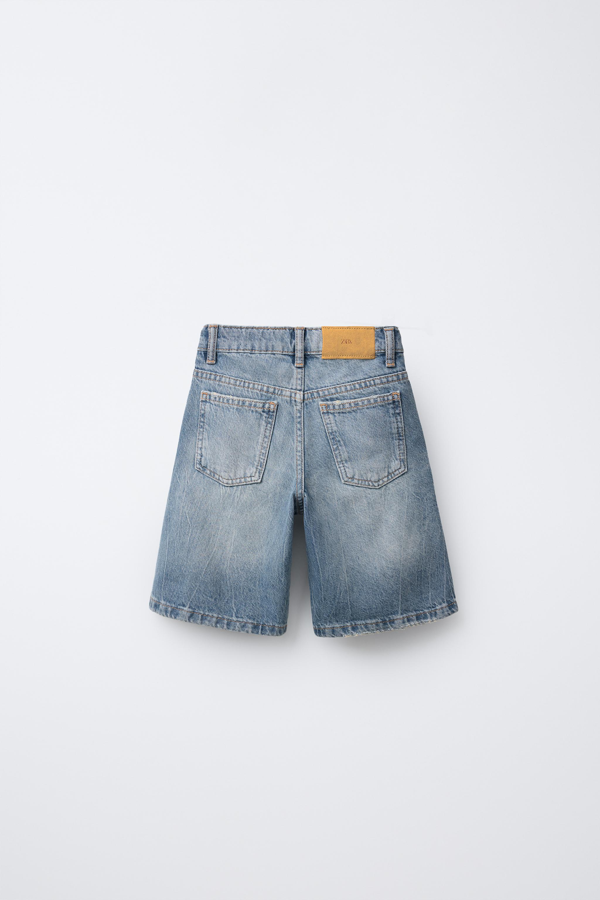 RIPPED LONG DENIM BERMUDA SHORTS Blue ZARA South Africa