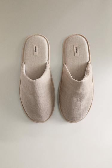 LINEN MULE SLIPPERS - Taupe Grey by Zara - Image 2