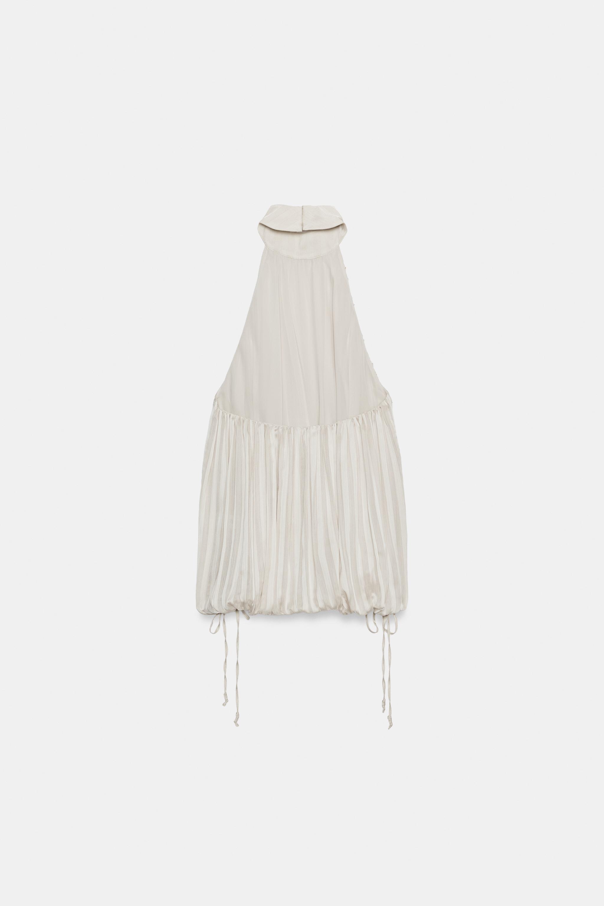 Zara ZW COLLECTION PİLİLİ HALTER YAKA TOP görsel 8