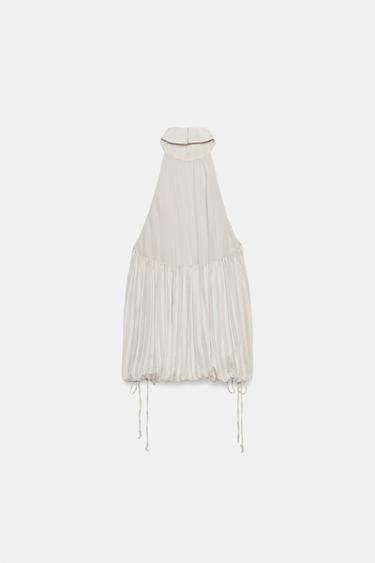 ZW COLLECTION PLEATED HALTER TOP - Pearl / Beige by Zara - Image 7