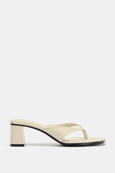 SANDALIA DOBLE TIRA TACÓN ANCHO - blanco de Zara - Imagen 0