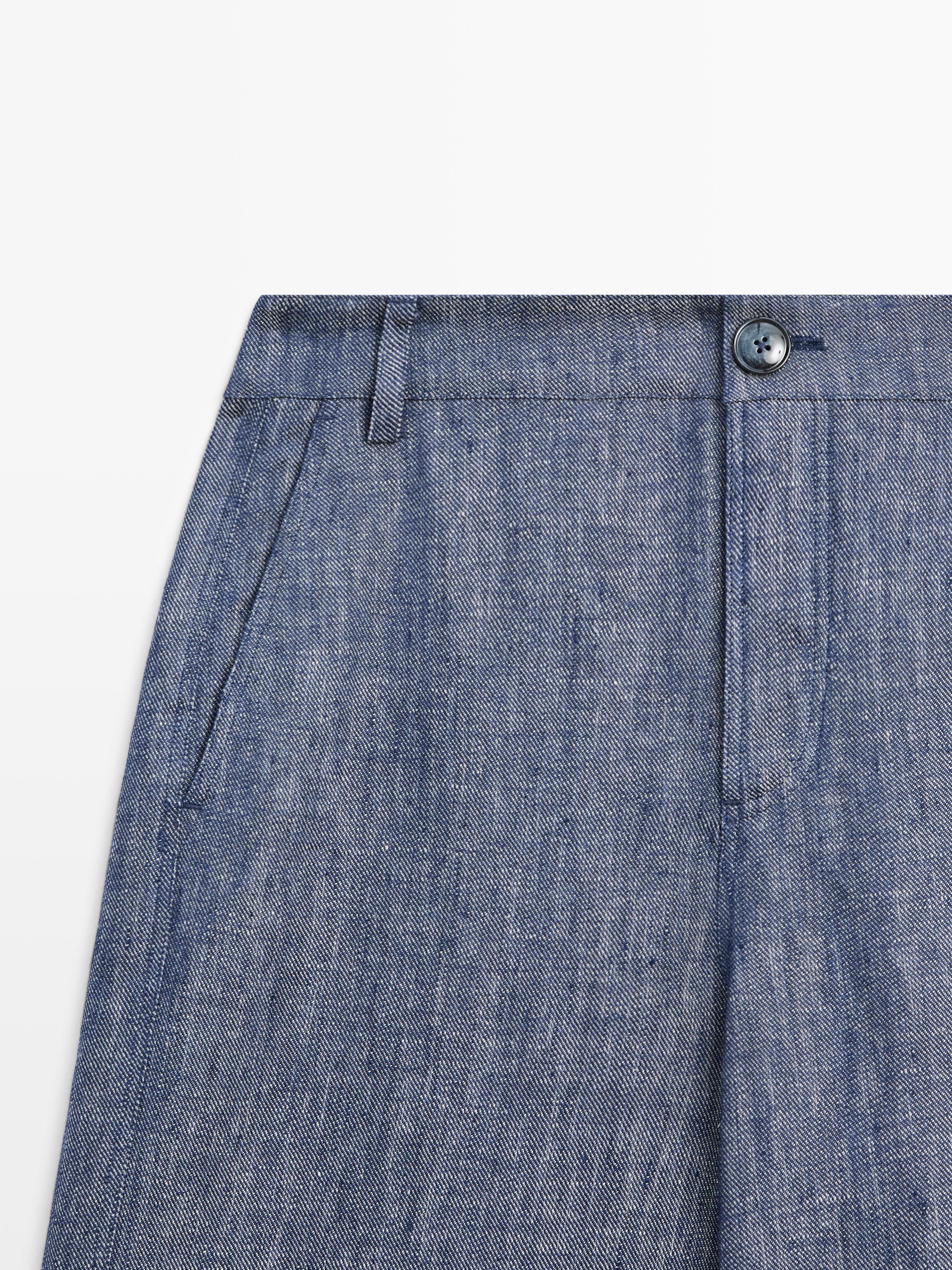 High-waist linen palazzo trousers