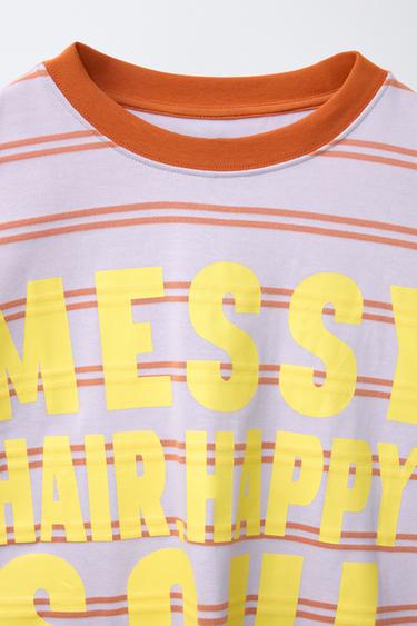 STRIPED AND TEXT T-SHIRT - Orange by Zara - Image 2
