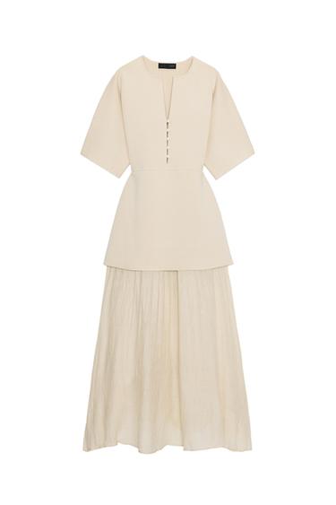 KNIT DRESS WITH MATCHING DETAIL - Ecru by Zara