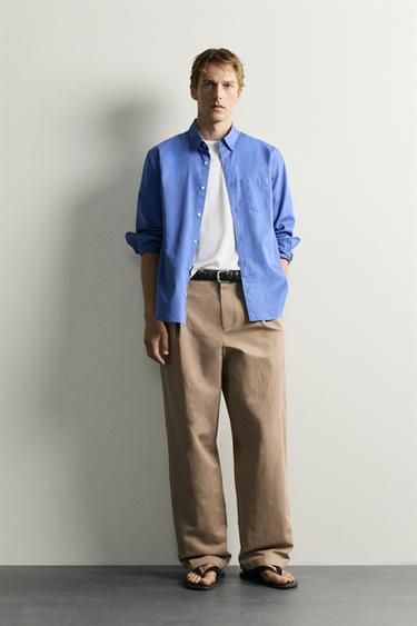 QUẦN ỐNG SUÔNG XẾP LI - Màu be từ Zara