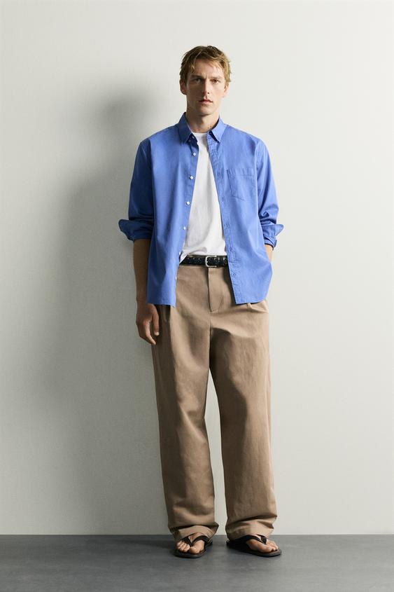 RELAXED FIT PLEATED TROUSERS - Beige de Zara - Imagen 0