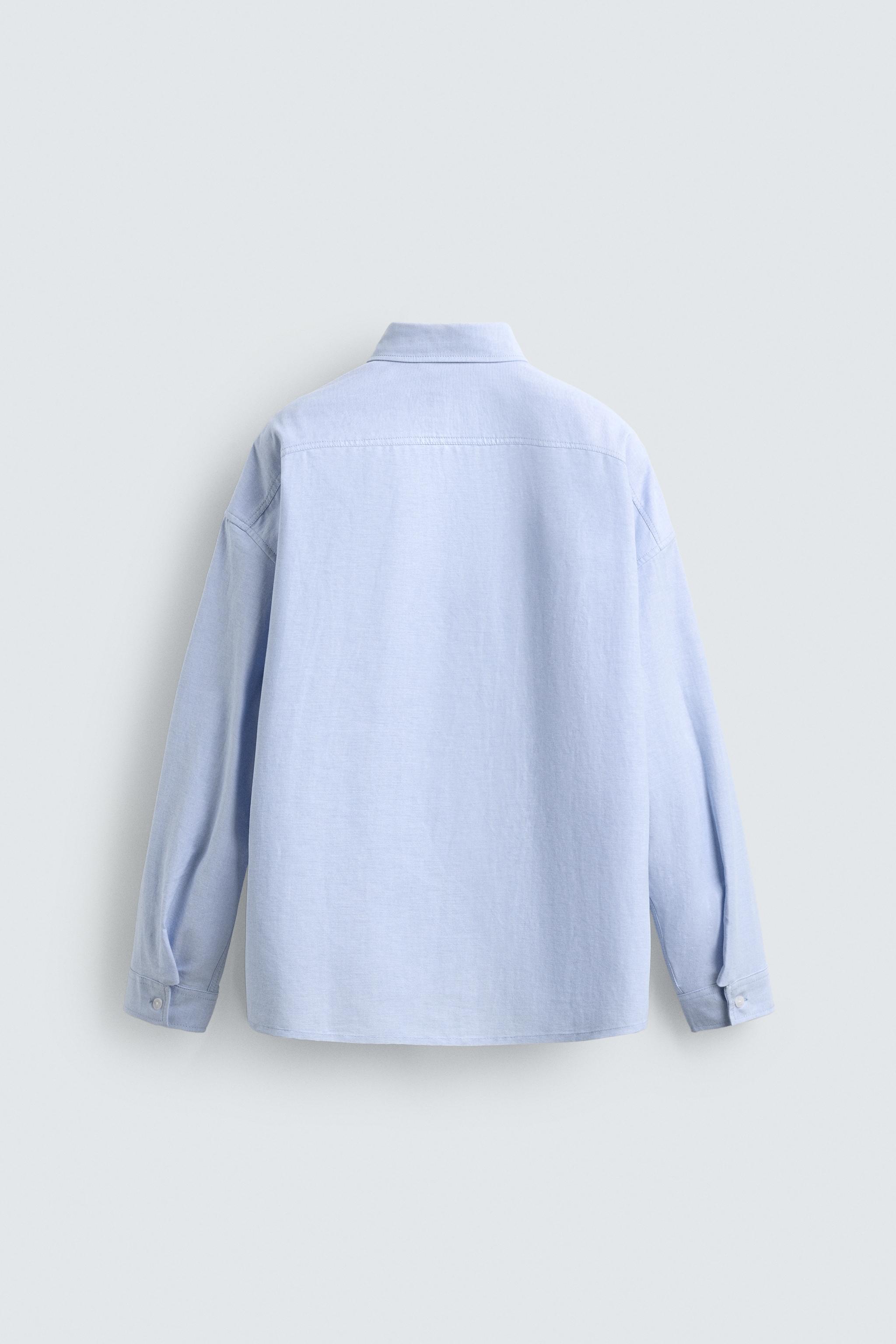 PRINTED TEXT OXFORD BOXY FIT SHIRT