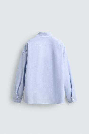 CHEMISE OXFORD COUPE BOXY IMPRIMÉE - Bleu clair de Zara - Image 7
