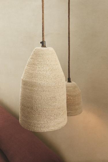 LARGE SEAGRASS CEILING LAMP - Light beige by Zara