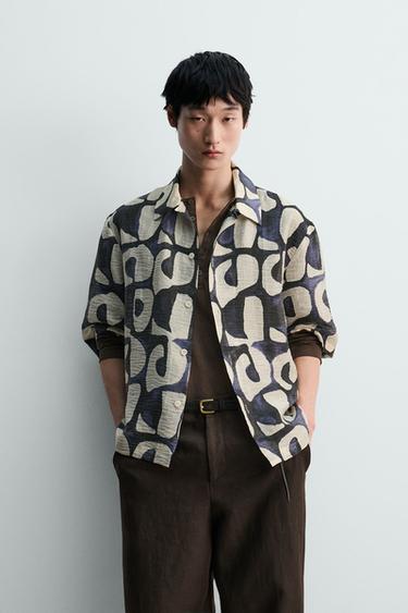 GEOMETRIC PRINT SHIRT - Dark navy by Zara