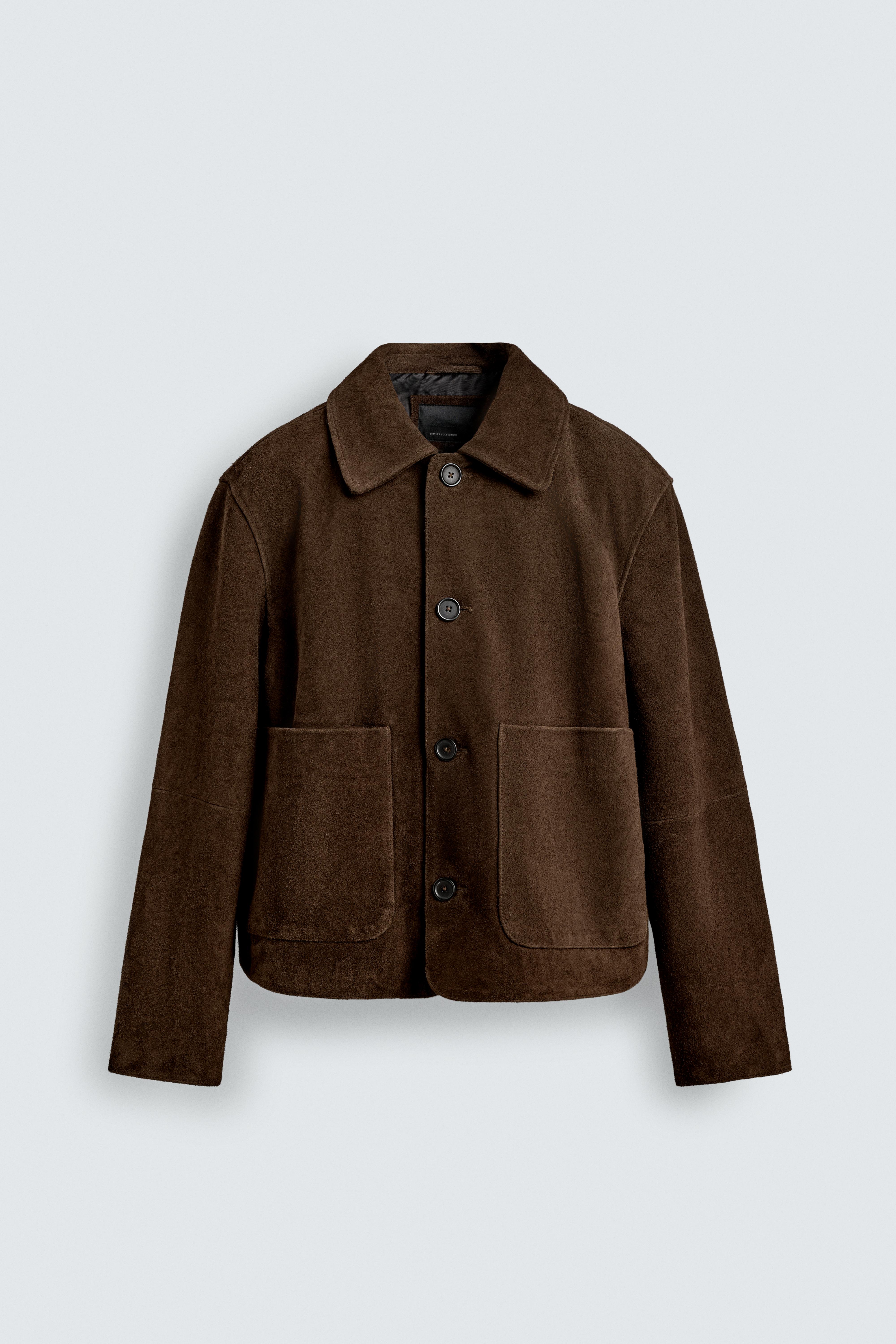 LEATHER SUEDE JACKET - Dark brown | ZARA Canada