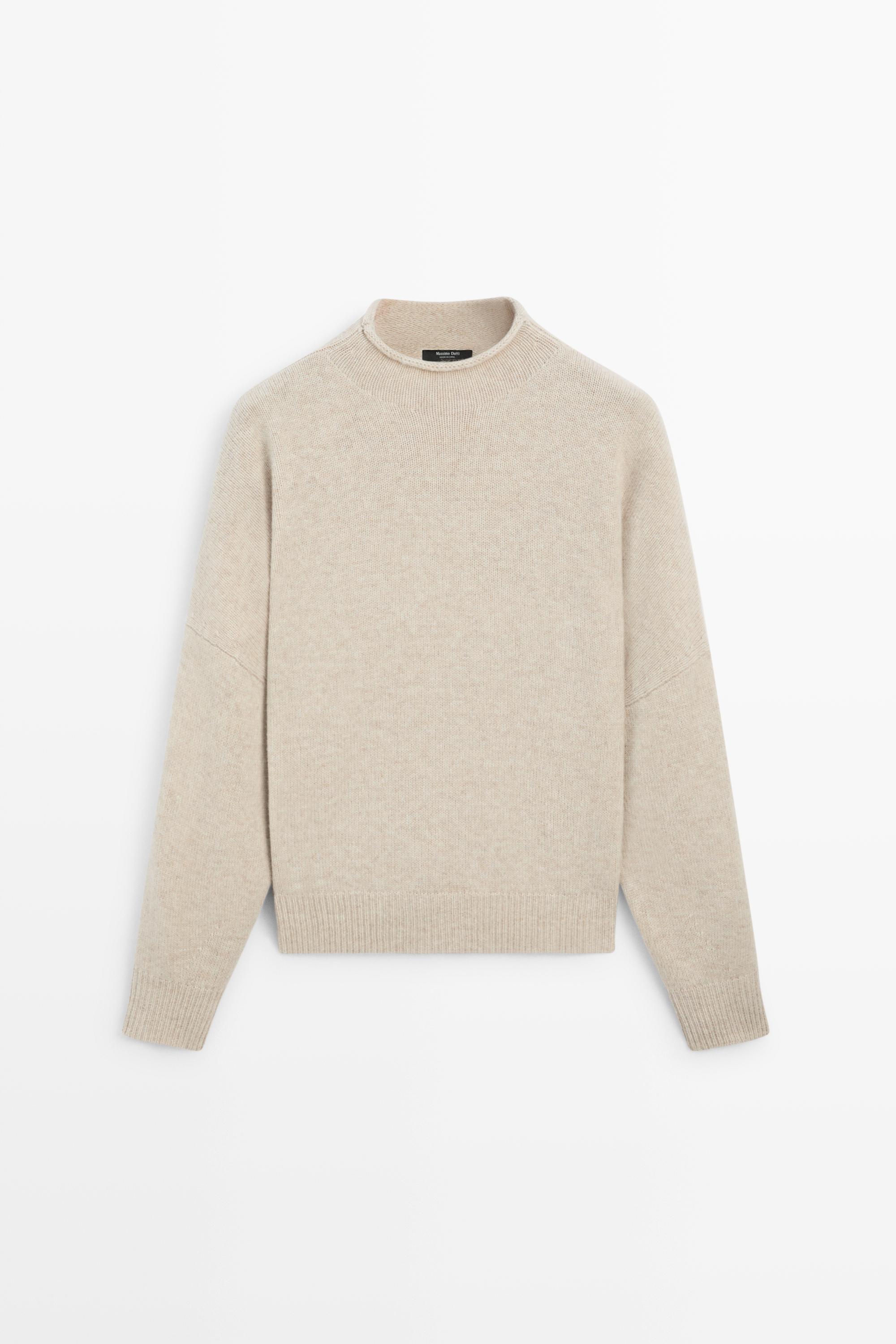 100% wool oversize knit sweater - Stone | ZARA United States
