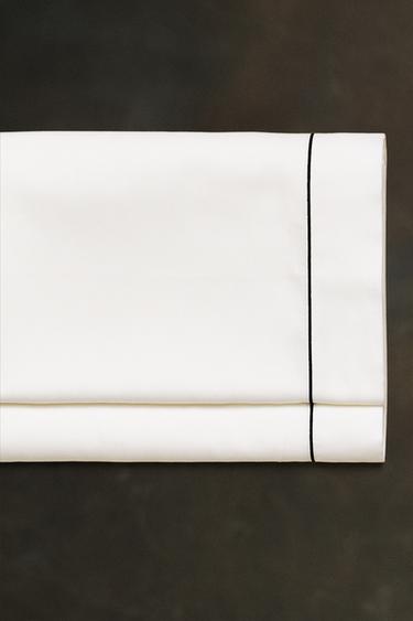 SATEEN FLAT SHEET WITH EMBROIDERED EDGE - Black by Zara - Image 5