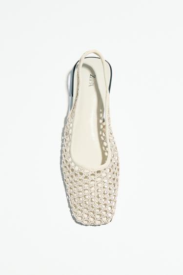 MESH SLINGBACK BALLERINAS - Ecru by Zara