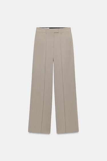 PANTALON DROIT TAILLE HAUTE - Marron / Taupe de Zara - Image 2