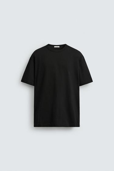 T-SHIRT HEAVYWEIGHT RIB BASIQUE - Noir de Zara