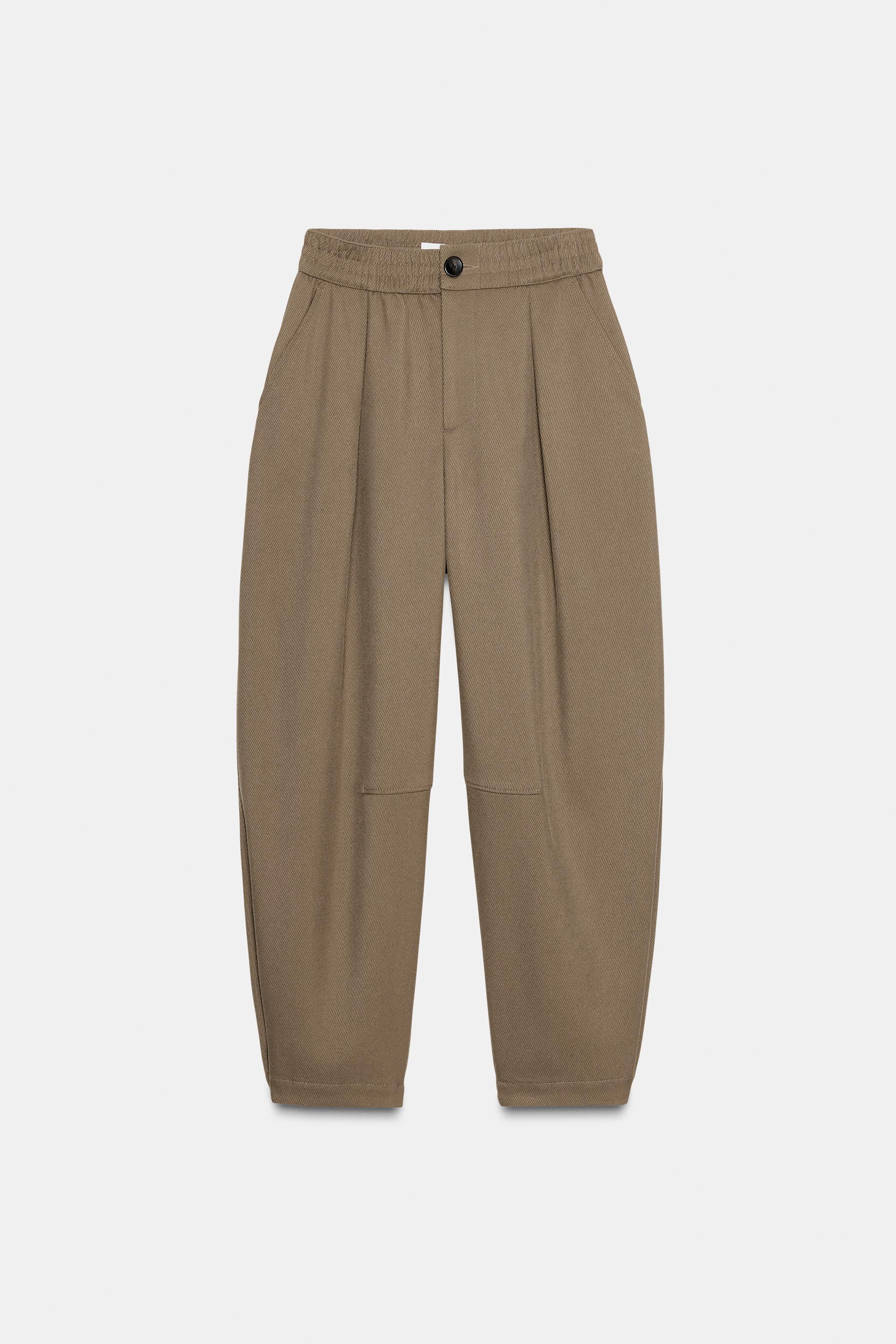ELASTIC WAIST TAPERED PANTS