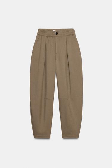CARROT FIT TROUSERS WITH ELASTIC WAIST - camel by Zara - Image 6