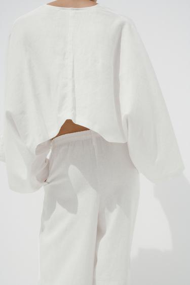 KIMONO CAPA ASIMÉTRICO - Blanco roto de Zara