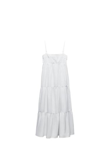 CONTRASTING PANELLED POPLIN MIDI DRESS
