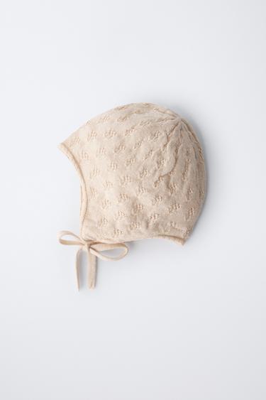 BONNET EN MAILLE TEXTURÉ COTON, SOIE ET CACHEMIRE - Crème de Zara - Image 2