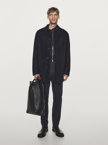 Zara Short wool blend coat - Navy blue