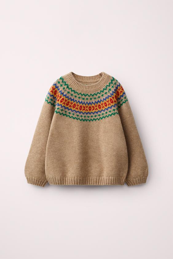 Strickpullover mit Greca-Muster 100 % Wolle Created by Caramel London x zara - Beige von Zara - Bild 0