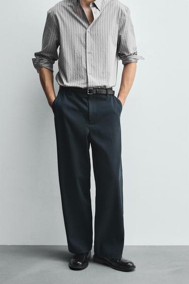 LYOCELL-COTTON BALLOON FIT TROUSERS - Mid-blue by Zara - Image 1