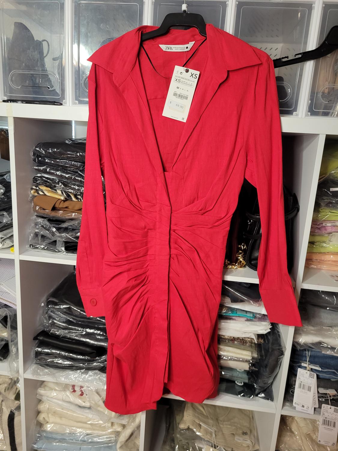 DRAPED LINEN DRESS