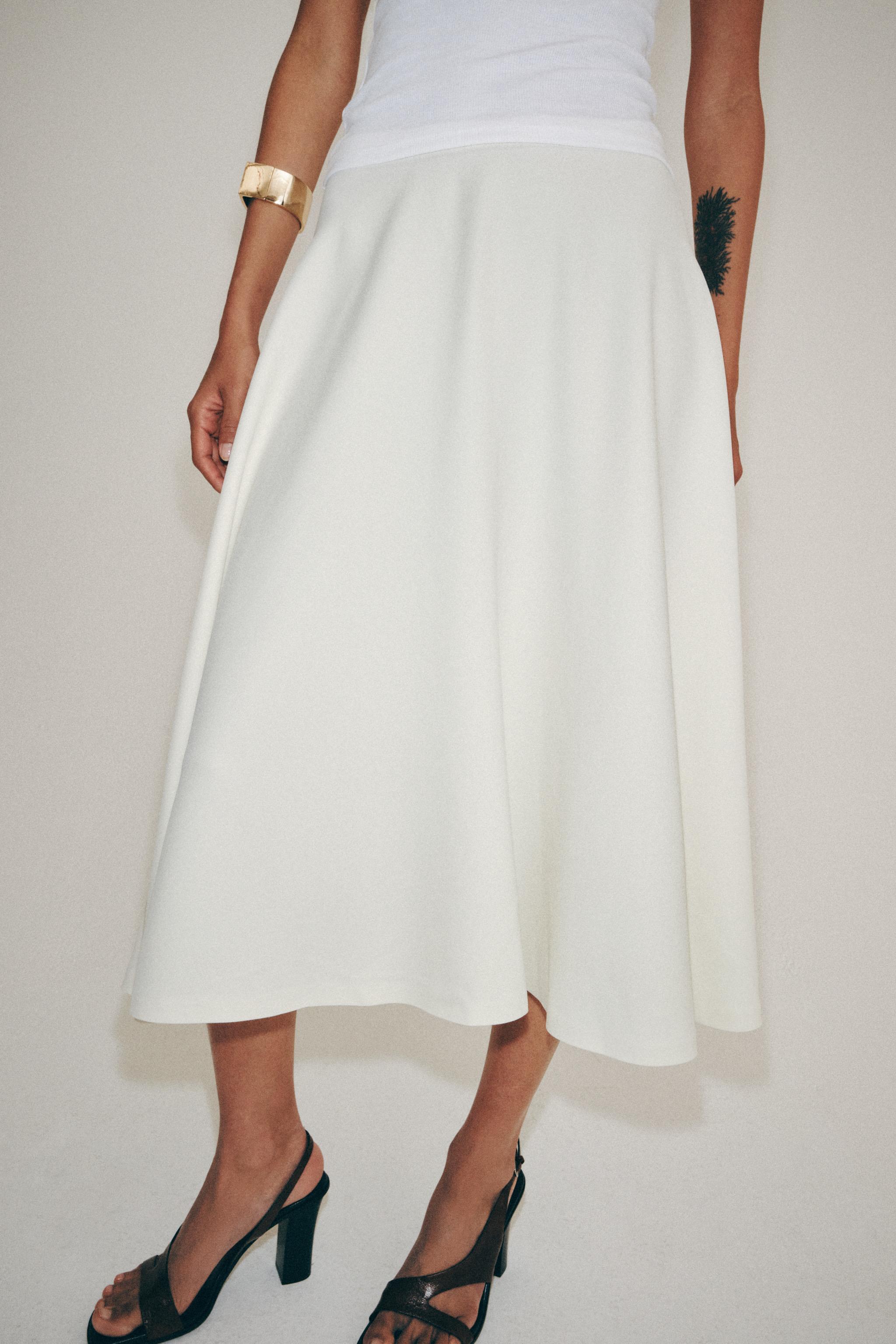Zara ZW COLLECTION KATMANLI MİDİ ETEK görsel 2