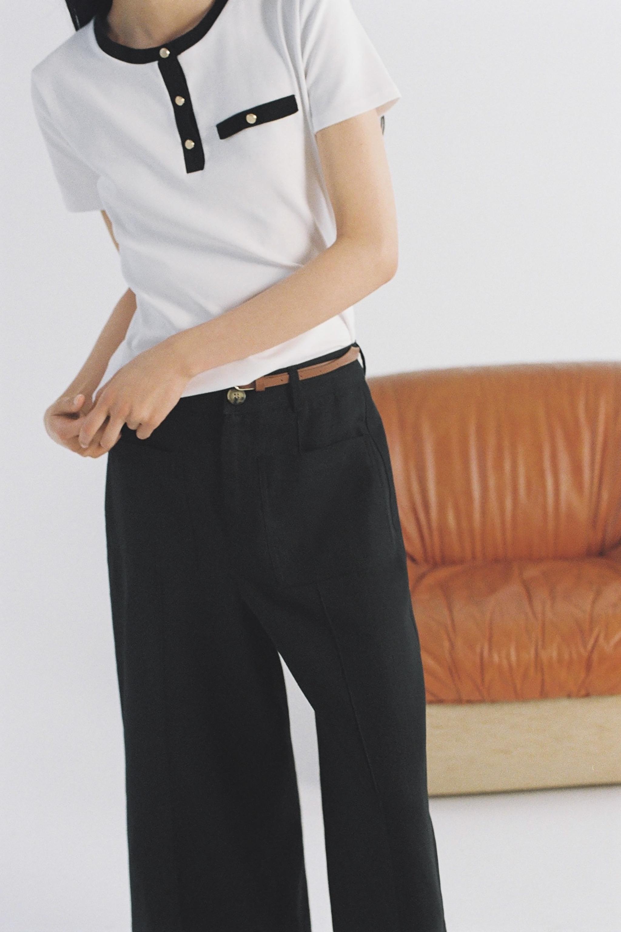 【ZARA】コントラストパイピング付きTシャツ 5644/214/250 ZARA】コントラストパイピング付きTシャツ 5644/214/250 (ZARA/T