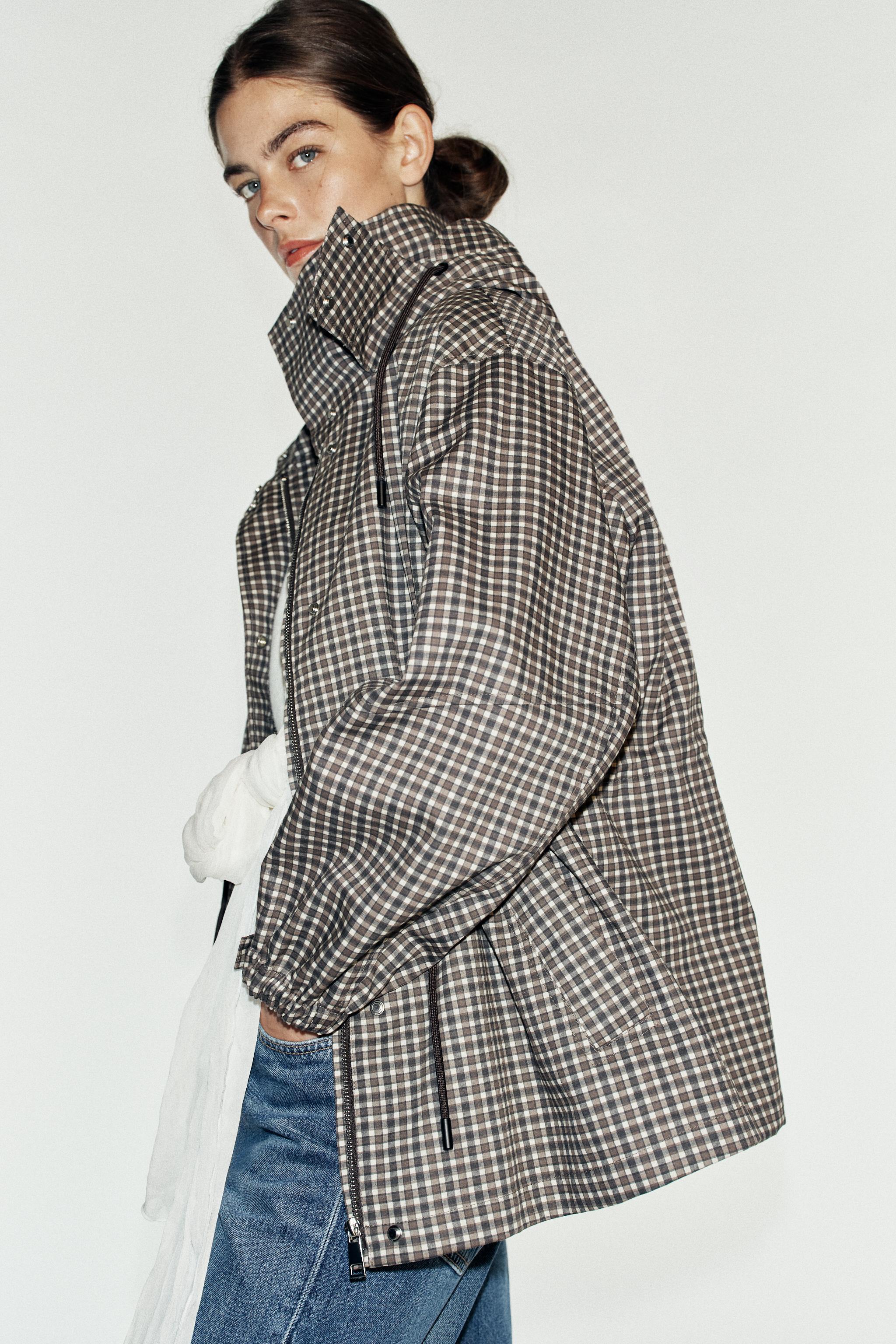 Женские куртки Zara PLAID HOODED JACKET — фото 7