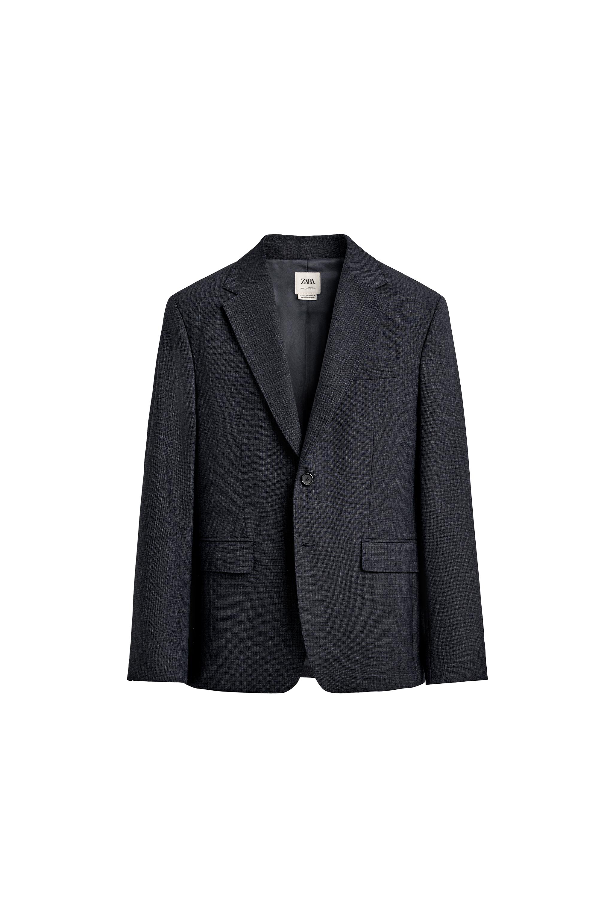 100% WOOL PLAID SUIT BLAZER