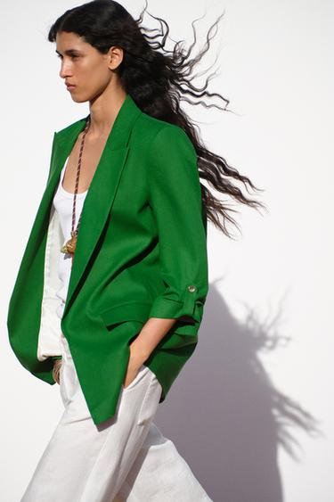 VESTE À MANCHES RETROUSSÉES - Vert de Zara - Image 3