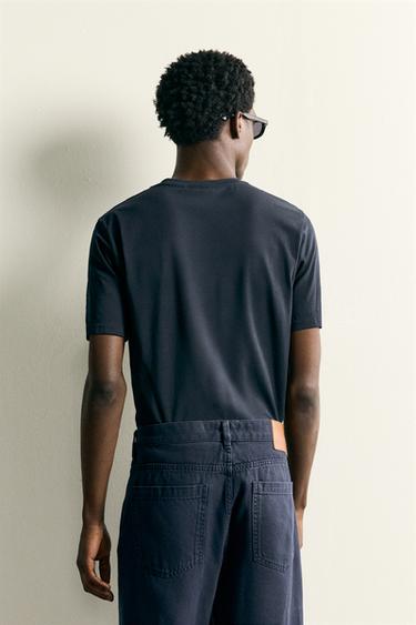 Zara BASIC SLIM FIT T-SHIRT /01 - Navy blue