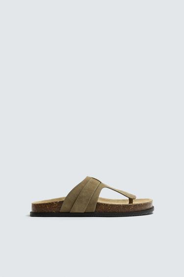 SANDALIA PIEL - Gris Topo de Zara