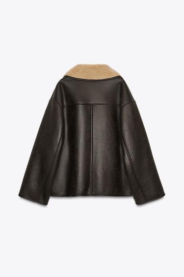 ZW COLLECTION DOUBLE-FACED JACKET - Brown / Ecru by Zara