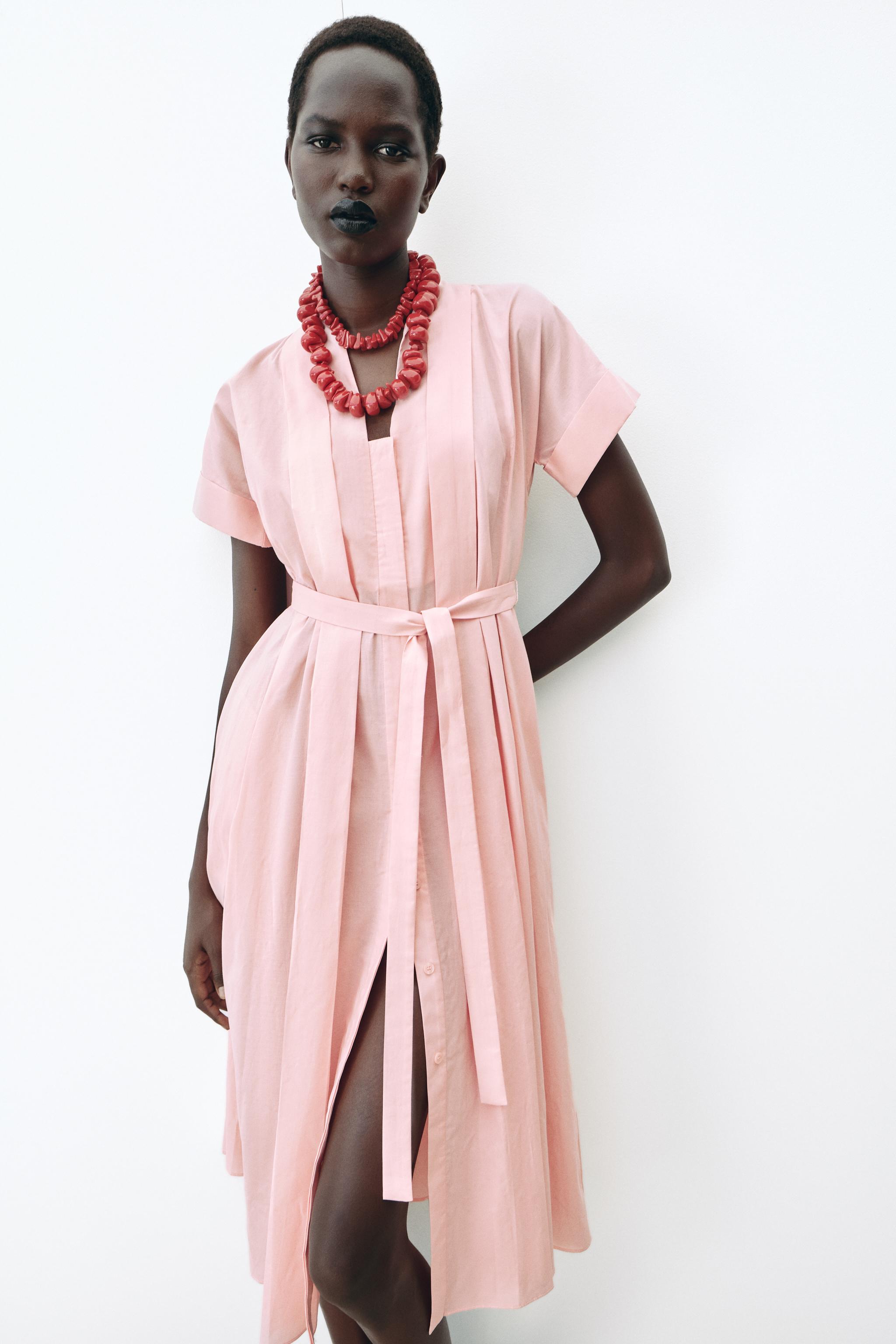 BELTED SHIRTDRESS ZW COLLECTION - Pastel pink | ZARA United States