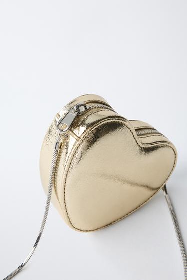 METALLIC HEART CROSSBODY BAG - Gold by Zara - Image 3