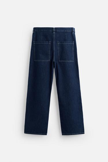 WIDE-LEG JEANS WITH TOPSTITCHING - Blue by Zara - Image 6