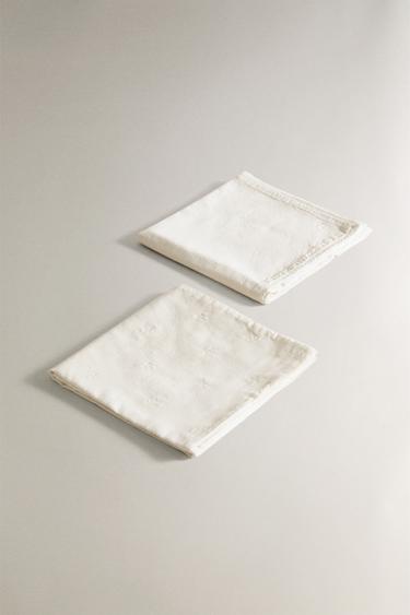PACK OF EMBROIDERED MUSLIN CLOTHS (PACK OF 2) - Oyster-white by Zara - Image 2