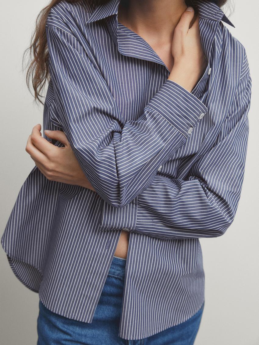 STRIPED POPLIN SHIRT - Black / White