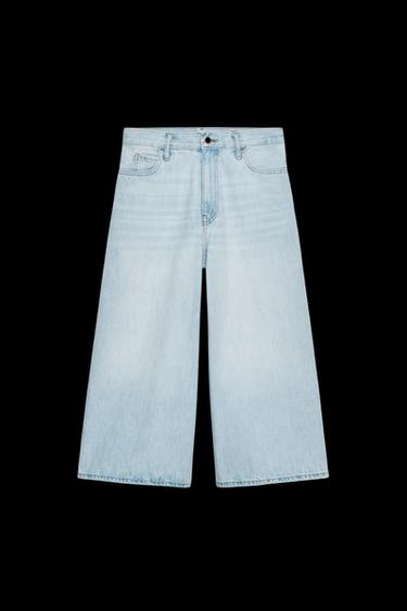 Zara ZW COLLECTION DENIM CULOTTES SHORTS - Light blue - Image 0